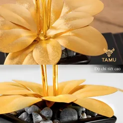 Chi tiết kèm chậu hoa lan hồ điệp vàng 24K