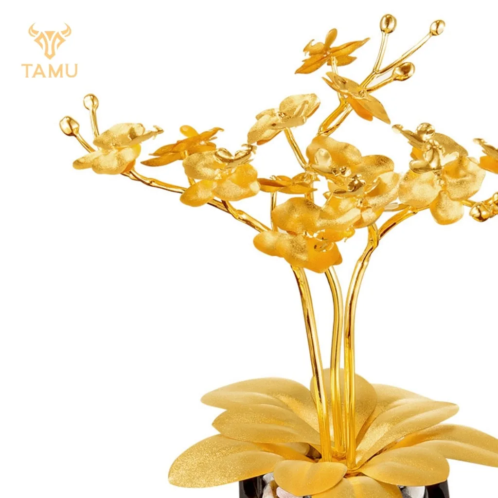 Chi tiết kèm chậu hoa lan hồ điệp vàng 24K hình ảnh 3