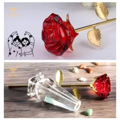 Chi tiết hoa hồng pha lê mạ vàng 24k