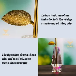 Chi tiết hoa hồng pha lê mạ vàng 24k hình ảnh 2