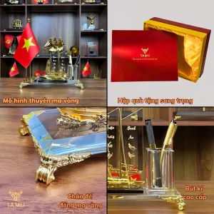 Chi tiết hộp cắm bút thuyền hiện đại 1 cờ