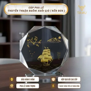 Cúp pha lê thuyền thuận buồm xuôi gió nền đen hình 2