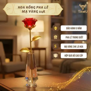 Hoa hồng pha lê mạ vàng 24k hình ảnh 2
