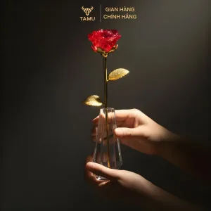 Hoa hồng pha lê mạ vàng 24k