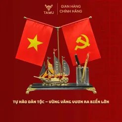 Hộp cắm bút thuyền 5 cánh 2 cờ hình 2