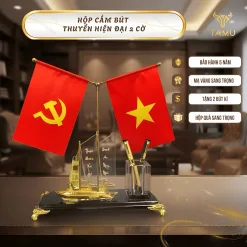 Hộp cắm bút thuyền hiện đại 2 cờ
