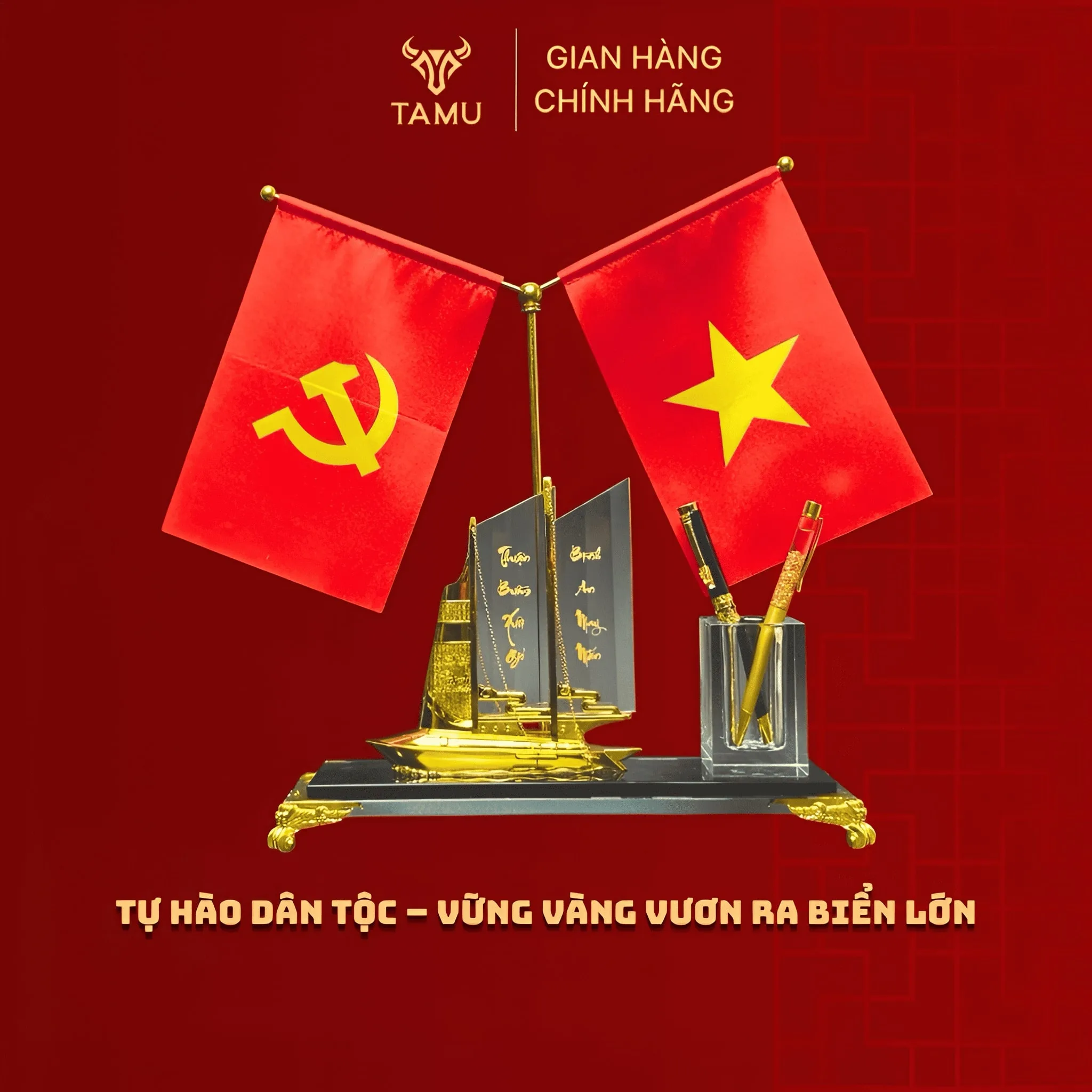 Hộp cắm bút thuyền hiện đại 2 cờ hình ảnh 2