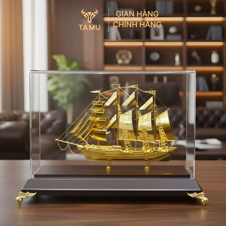 Mô Hình Thuyền Dát Vàng 24K Thuận Buồm Xuôi Gió từ TAMU - Quà Tặng Pha Lê được các doanh nghiệp rất tin tưởng khi lựa chọn làm quà tặng cho đối tác chiến lược