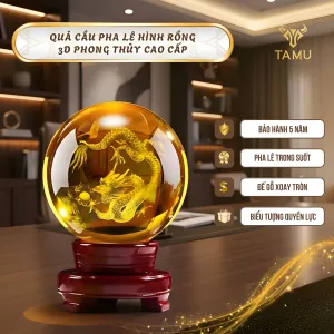 Quả cầu pha lê hình rồng 3D phong thuỷ cao cấp