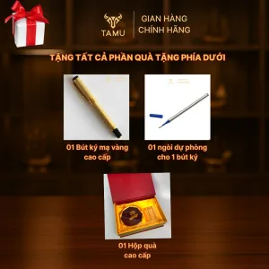 Quà tặng cúp pha lê để bàn kèm ống cắm bút hoa sen bình an