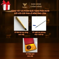 Quà tặng cúp pha lê để bàn kèm ống cắm bút thuận buồm xuôi gió