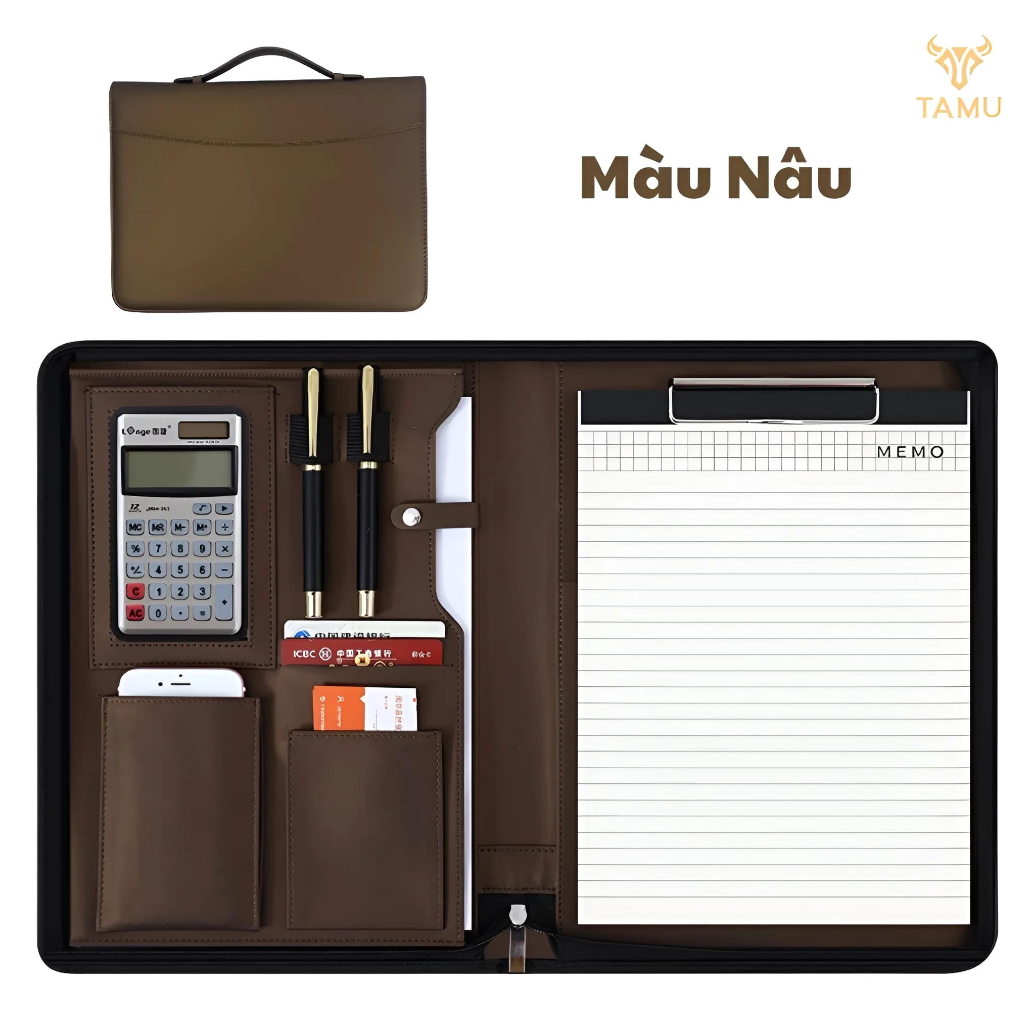 Sổ tay doanh nhân cao cấp màu nâu có quai