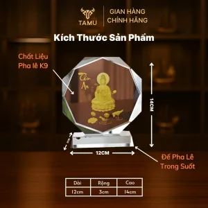 Thông số cúp pha lê in uv 3D hình quan âm tâm an