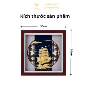 Thông số kèm tranh thuyền buồm dát vàng 24k thuận buồm xuôi gió