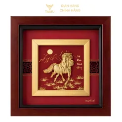 Tranh ngựa nền đỏ dát vàng 24k mã đáo thành công hình ảnh 2