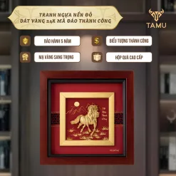 Tranh ngựa nền đỏ dát vàng 24k mã đáo thành công hình ảnh 5