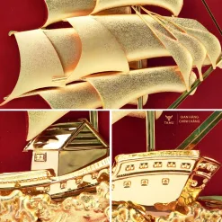 Tranh thuyền buồm dát vàng 24k thuận buồm xuôi gió hình ảnh 5