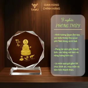 Ý nghĩa cúp pha lê in uv 3D hình quan âm tâm an