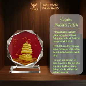 Ý nghĩa cúp pha lê thuyền thuận buồm xuôi gió nền đỏ