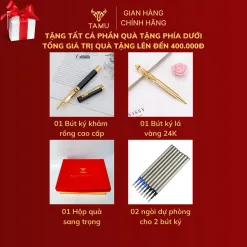 Hộp Đựng Bút Pha Lê TAMU. Bình An May Mắn. Chất Liệu Đồng Mạ Vàng Và Pha Lê K9 Cao Cấp, Quà Lưu Niệm