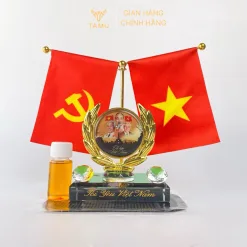 Bộ Cờ Tổ Quốc Trang Trí Thảm Taplo Xe Ô Tô, Cờ Để Bàn Làm Việc, Quà Lưu Niệm