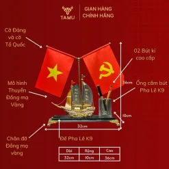 ( TỔNG HỢP) Hộp Đựng Bút Pha Lê TAMU Thuận Buồm Xuôi Gió, Chất Liệu Đồng Mạ Vàng Và Pha Lê K9 Cao Cấp, Quà Lưu Niệm
