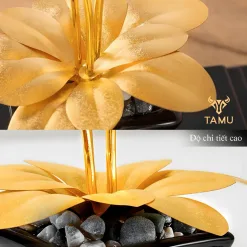 Cây Hoa Lan Mạ Vàng 24K TAMU Phong Thủy May Mắn Tài Lộc - Kèm Hộp Quà Tặng Cao Cấp, Quà Lưu Niệm