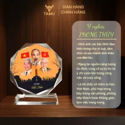 Cúp Pha Lê Để Bàn TAMU Tự Hào Việt Nam In UV Cao Cấp 3D Trang Trí Bàn Làm Việc, Quà Lưu Niệm
