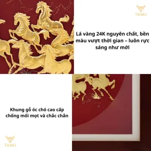 Chi tiết tranh ngựa dát vàng 24K mã đáo thành công hình ảnh 3