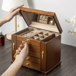 Hộp đựng trang sức gỗ óc chó cỡ đại cao cấp hình ảnh 6