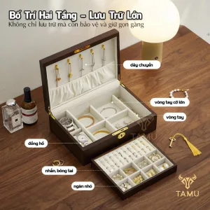 Hộp đựng trang sức gỗ óc chó cỡ vừa cao cấp hình ảnh 5