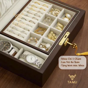 Hộp đựng trang sức gỗ óc chó cỡ vừa cao cấp hình ảnh 6