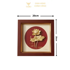 Thông số tranh hoa sen dát vàng 24K bình an may mắn
