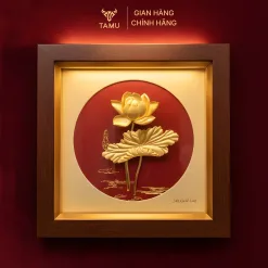 Tranh hoa sen dát vàng 24K bình an may mắn hình ảnh 4