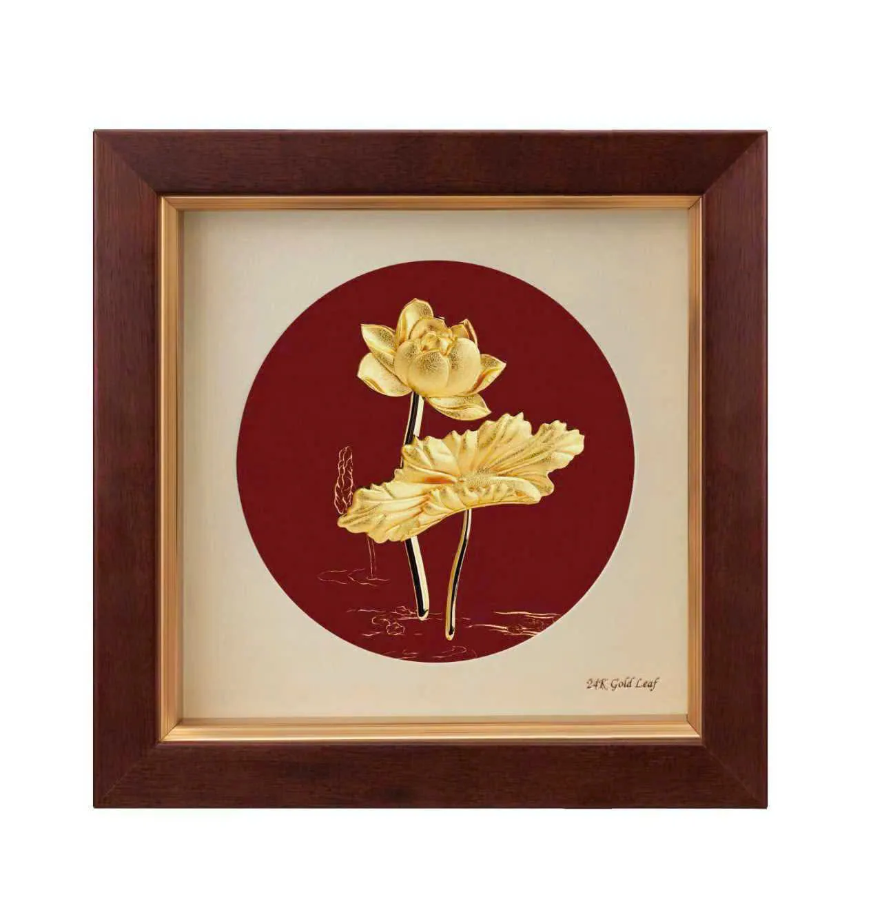 Tranh hoa sen dát vàng 24K bình an may mắn hình ảnh 8