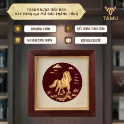 Tranh ngựa nền đen dát vàng 24K mã đáo thành công hình ảnh 2