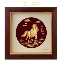 Tranh ngựa nền đen dát vàng 24K mã đáo thành công hình ảnh 3