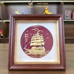 Tranh thuyền buồm dát vàng 24k thuận buồm xuôi gió hình ảnh 5