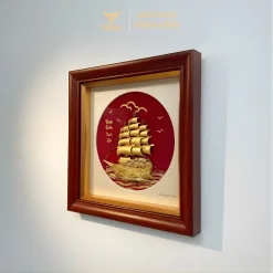 Tranh thuyền buồm dát vàng 24k thuận buồm xuôi gió hình ảnh 6