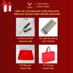Các phần quà tặng kèm hộp cắm bút kim long phú quý
