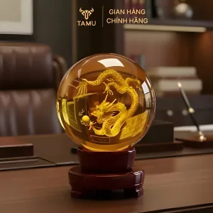 Quả cầu pha lê hình rồng 3D phong thuỷ cao cấp