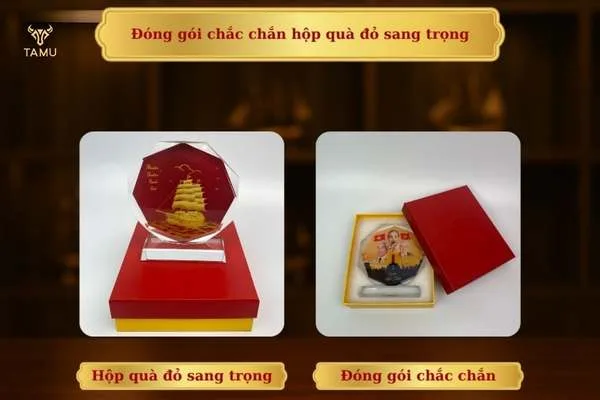 Đóng gói hộp quà đỏ sang trọng chắc chắn