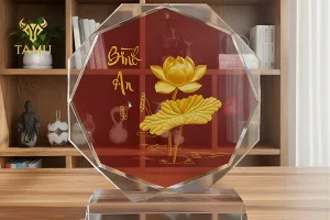 Ứng dụng pha lê decor quầy lễ tân trong lĩnh vực quà tặng doanh nghiệp