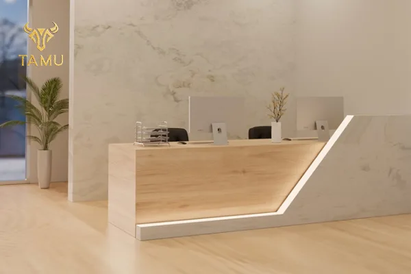 Pha lê decor quầy lễ tân sang trọng, ấn tượng nhất năm 2026