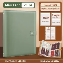 Sổ đựng giấy tờ quan trọng nhiều kích thước A4, A5, A6 màu xanh