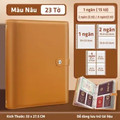 Sổ đựng giấy tờ quan trọng nhiều kích thước A4, A5, A6 màu nâu