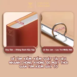 Chi tiết còng/gáy sổ đựng giấy tờ quan trọng nhiều kích thước A4, A5, A6
