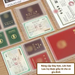 Minh họa cung cách đựng của sổ đựng giấy tờ quan trọng nhiều kích thước A4, A5, A6