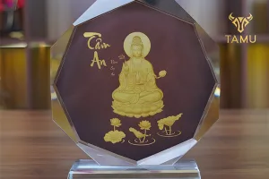 Cúp pha lê để bàn Quan Âm Tâm An phong cách thư thái, bình yên từ TAMU Pha Lê