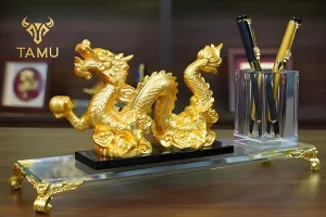 Sản phẩm hộp cắm bút doanh nhân Kim Long Phú Quý từ TAMU - Quà Tặng Pha Lê
